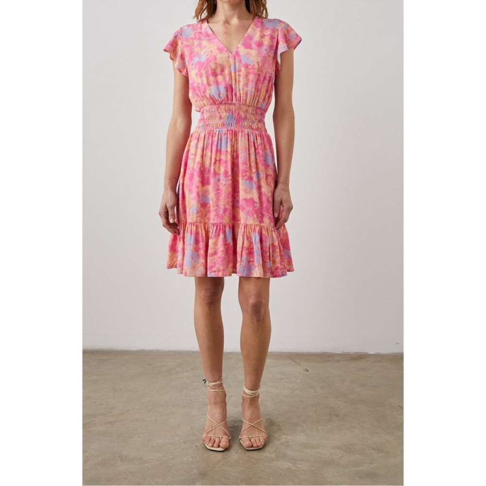 Rails Tara Short Sleeve Ruffle Smocked Waist Dress in Passion Flower